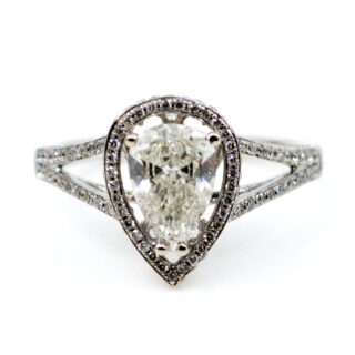 Anillo con forma de pera de diamantes de 14 k 6995-1894 Imagen 1