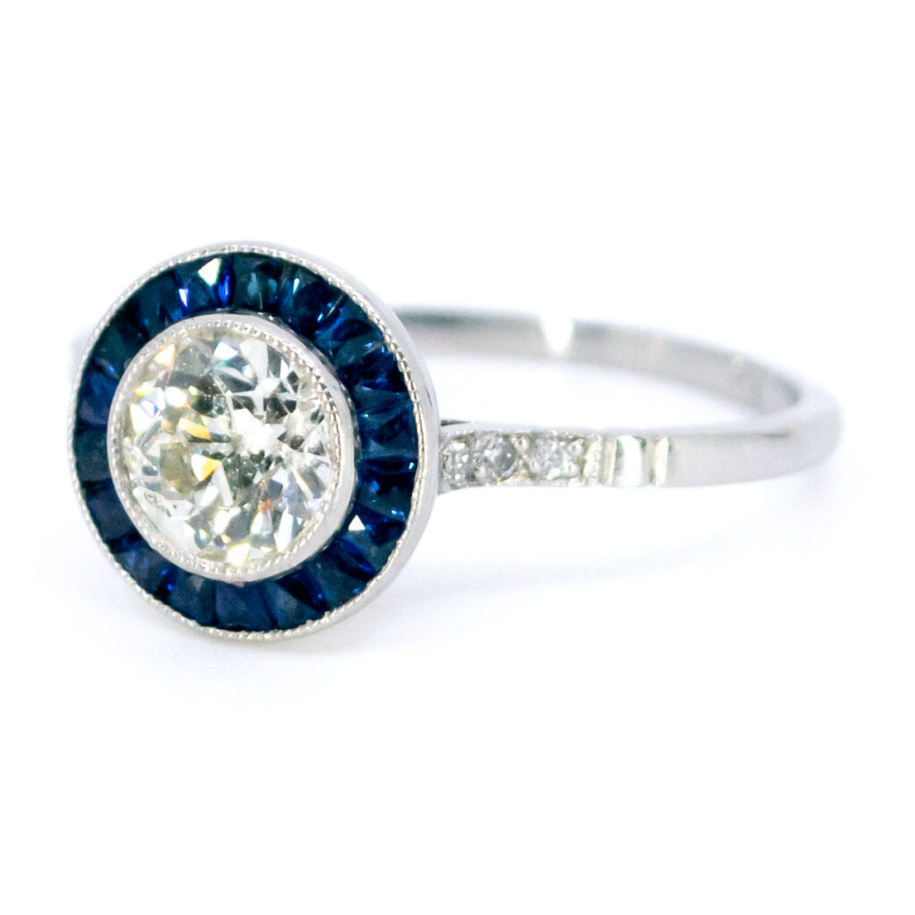 Diamond Sapphire Platinum Target Ring 7026-1864 Image3