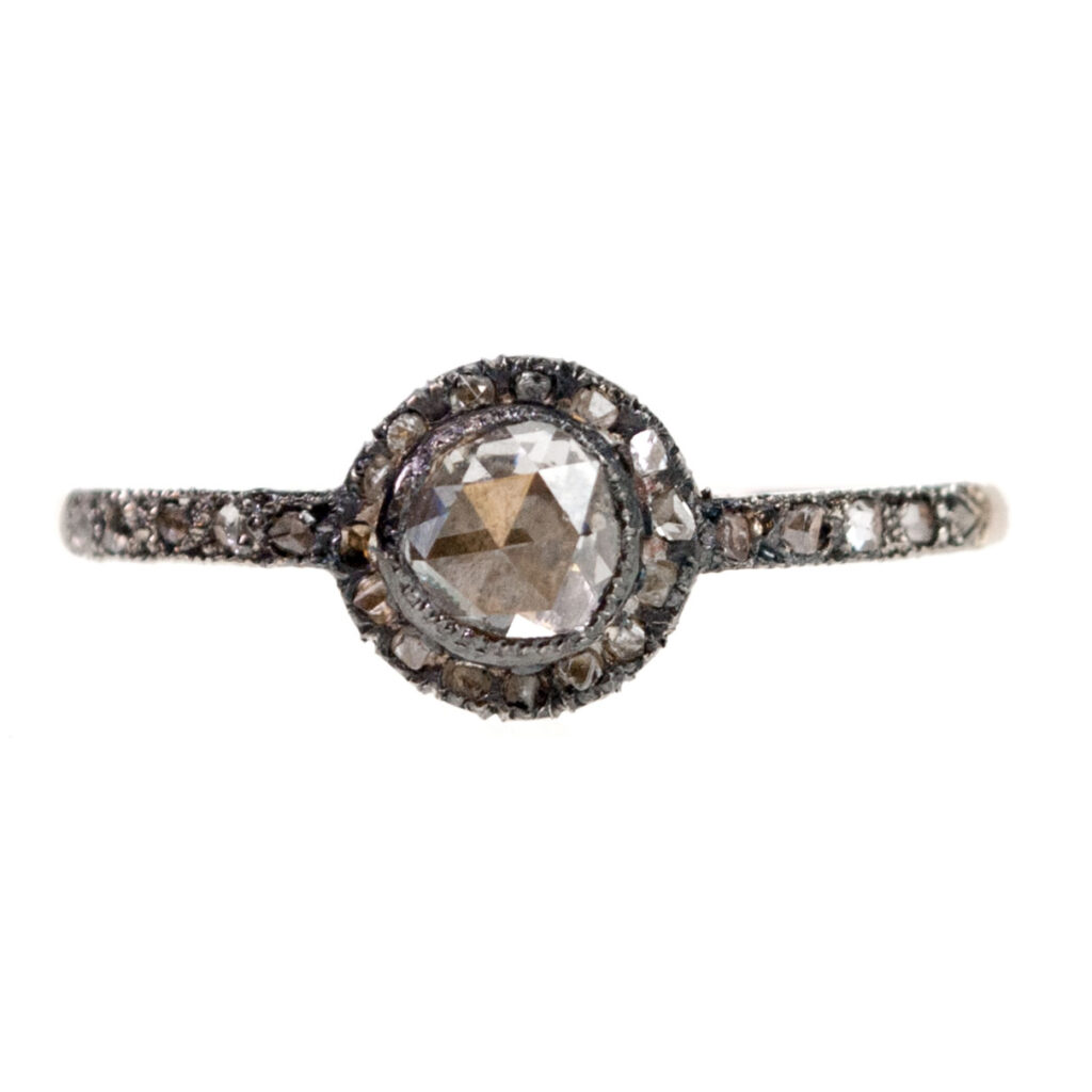 Diamant 14k zilveren antieke ring 7311-0718 Afbeelding1