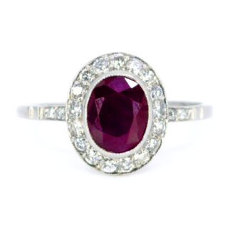 Ruby Diamond Platinum Halo Ring 7429-1945 Afbeelding1