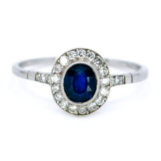 Sapphire Diamond Platinum Halo Ring 7430-1943 Image1