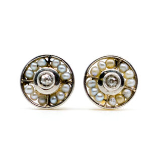 Diamond Pearl 18k Cluster Earrings 8277-1998 Image1