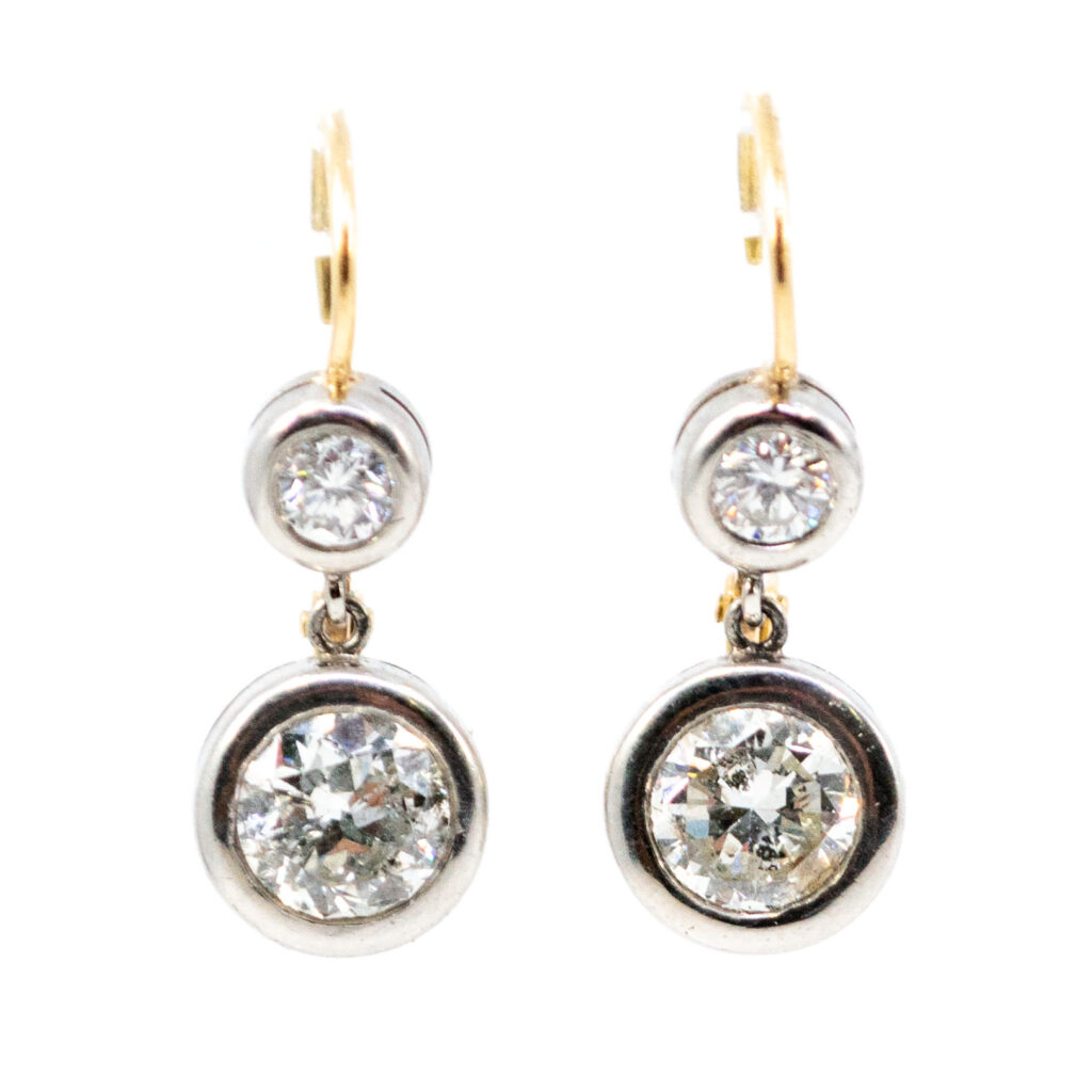 Diamond Platinum 18k Drop Earrings 8607-2084 Image1