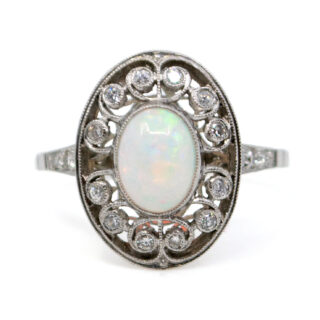 Opal Diamond Platinum Oval-Shape Ring 8801-4963 Image1