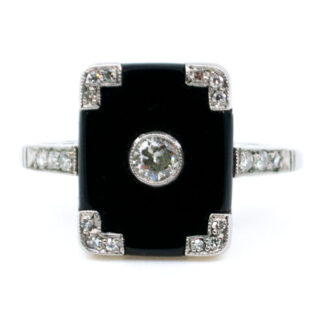 Onyx Diamond Platinum Rectangle-Shape Ring 8807-0038 Image1