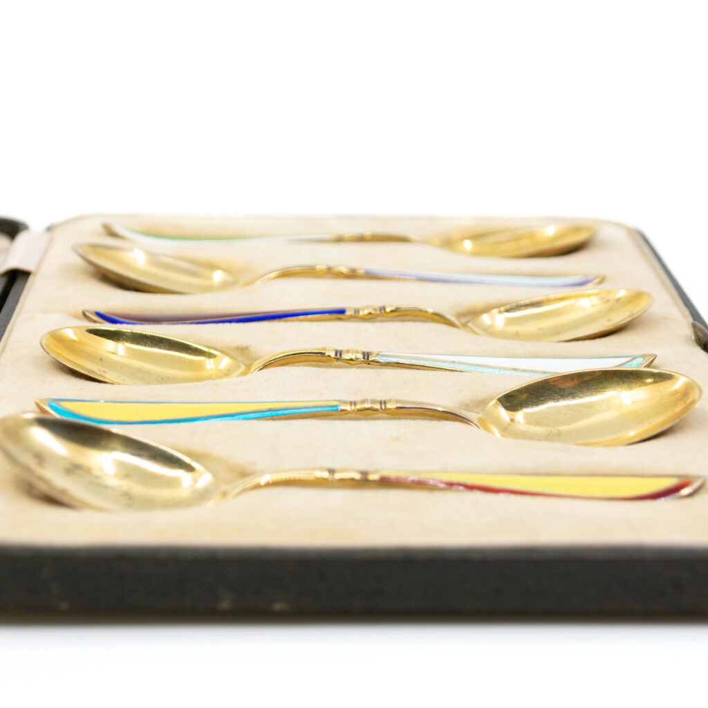 Set di cucchiai decorativi in ​​argento dorato smaltato 8985-2642 Image3