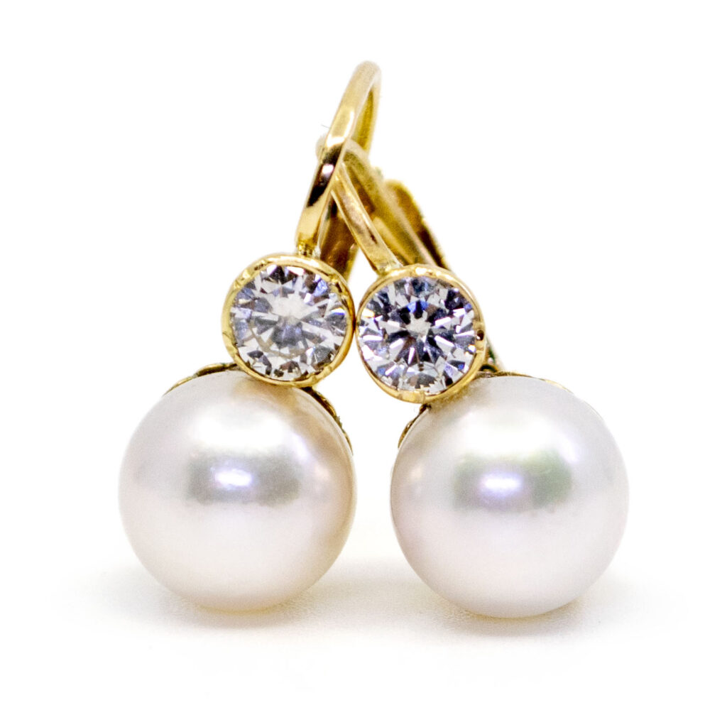 Perlen-Diamant-Ohrringe aus 14 Karat 9439-6353 Bild 1