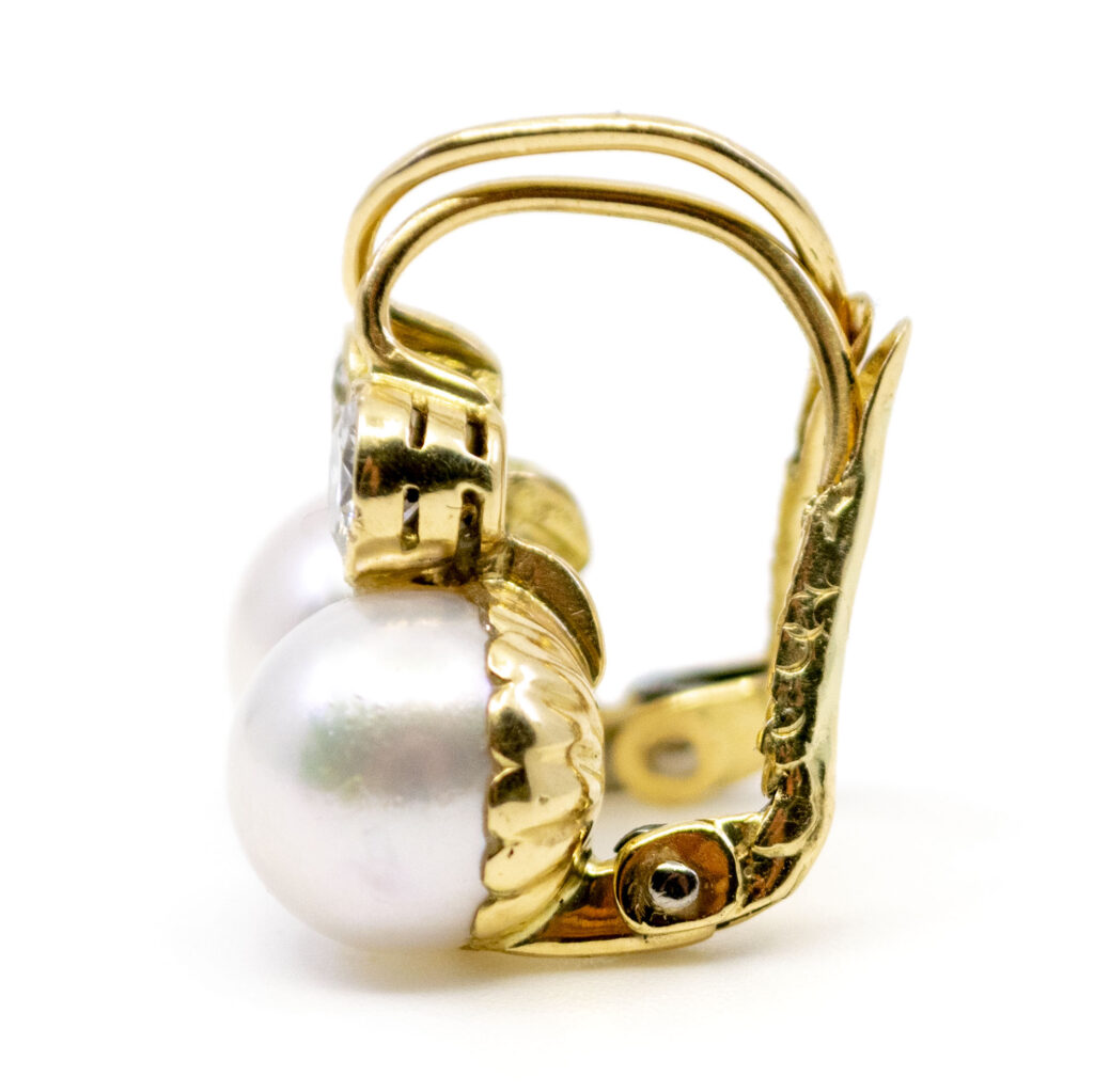 Perlen-Diamant-Ohrringe aus 14 Karat 9439-6353 Bild 3