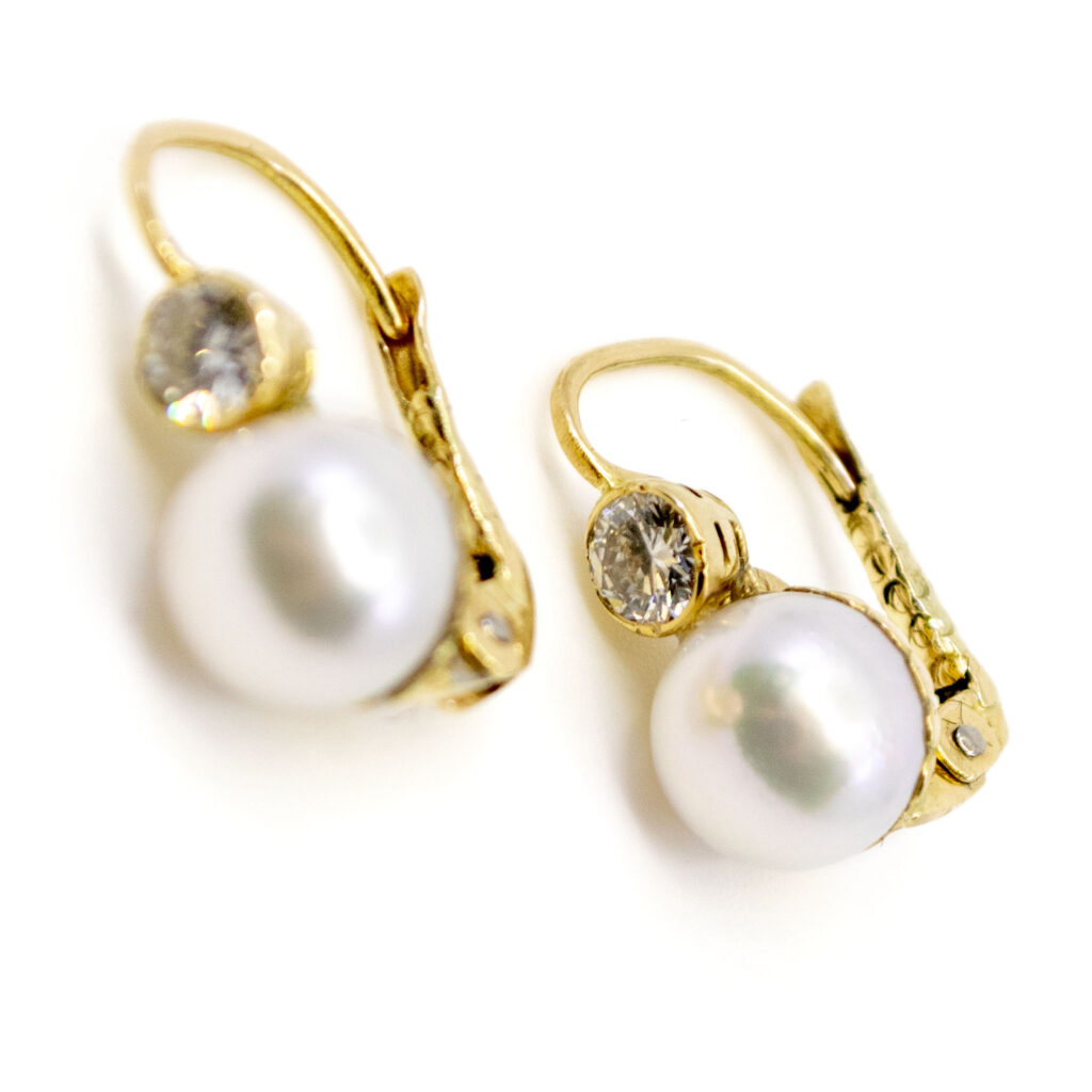 Perlen-Diamant-Ohrringe aus 14 Karat 9439-6353 Bild 4
