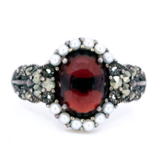Granate marcasita (pirita) perla anillo de plata 9670-6411 Image1