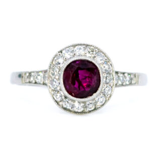 Ruby Diamond Platinum Halo Ring 9785-2143 Afbeelding1
