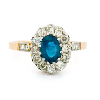 Diamond Sapphire 18k Platinum Cluster Ring 15021-5117 Image1