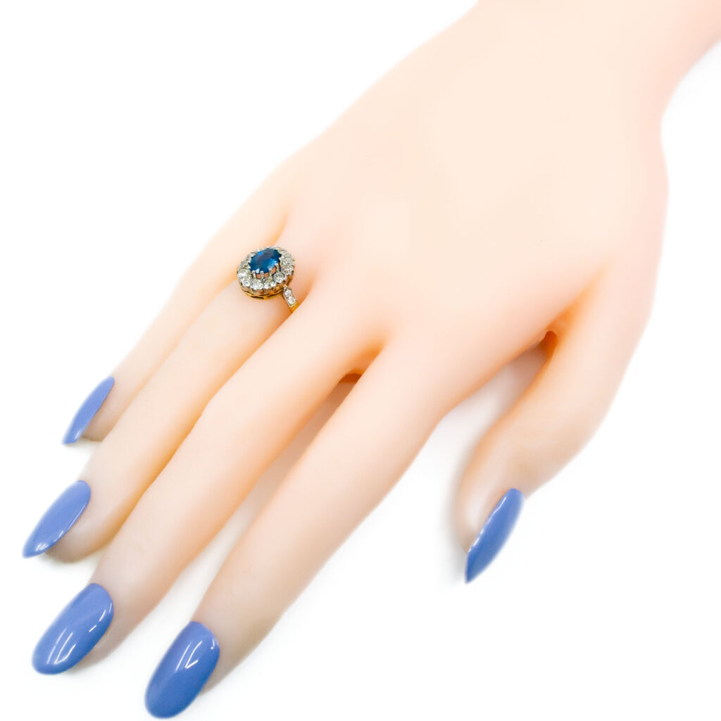 Diamond Sapphire 18k Platinum Cluster Ring 15021-5117 Image5