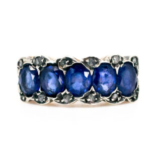 Diamond Sapphire 9k Silver Row Ring 15570-8585 Image1