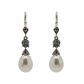 Pendientes colgantes de plata con perlas de marcasita (pirita) 15699-2282 Image1