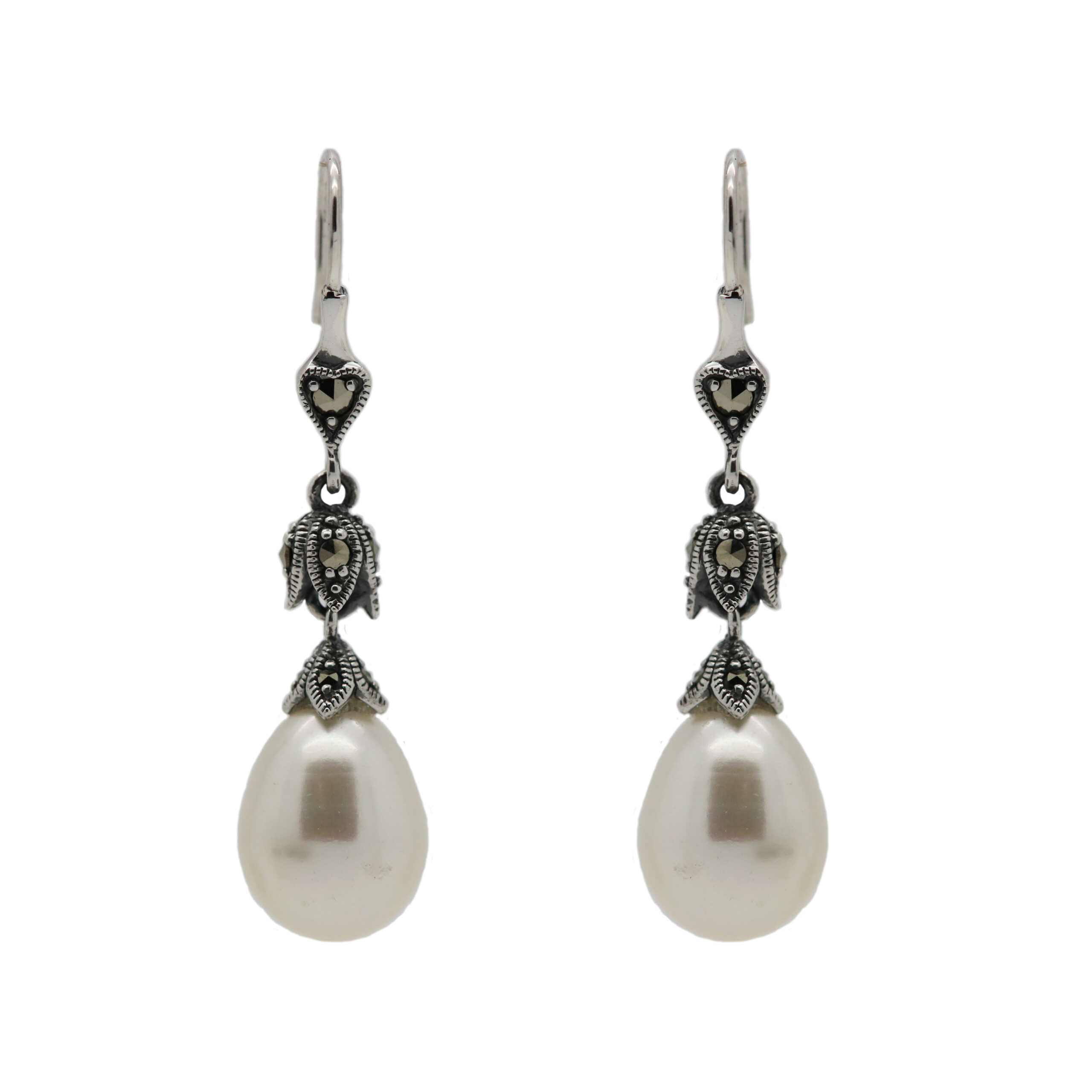 Marcasite and clearance pearl earrings