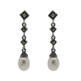 Pendientes colgantes de plata con perlas de marcasita (pirita) 15701-2284 Image1