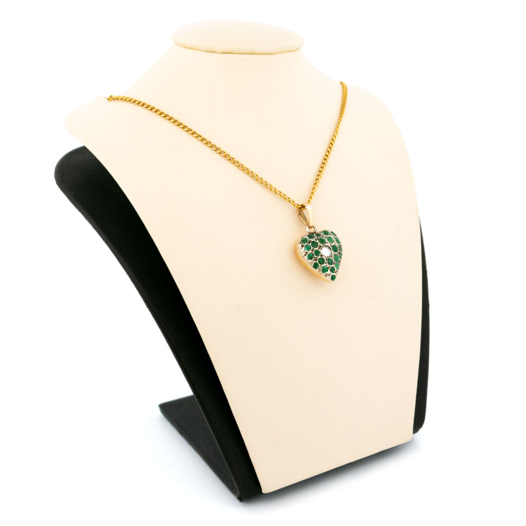 Diamond Emerald 18k Silver Heart-Shape Pendant 15738-8618 Image3