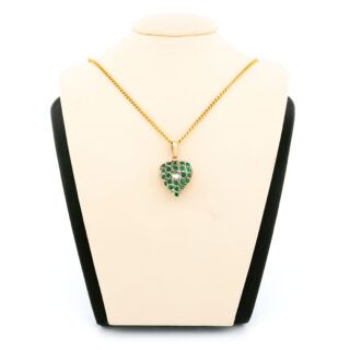 Pendentif en forme de cœur en argent 18 carats avec diamant et émeraude 15738-8618 Image1