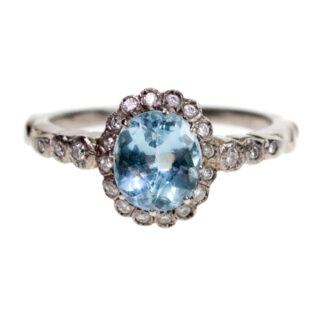 Aquamarine Diamond 18k Cluster Ring 1714-4387 Image1