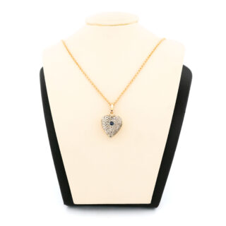 Pendentif en forme de cœur en argent 18 carats avec saphir et diamant 15737-8617 Image1