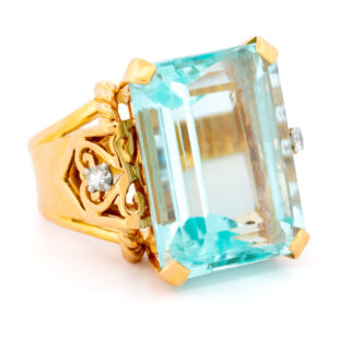 Bague réservoir aigue-marine diamant 14 carats 15858-8652 Image1